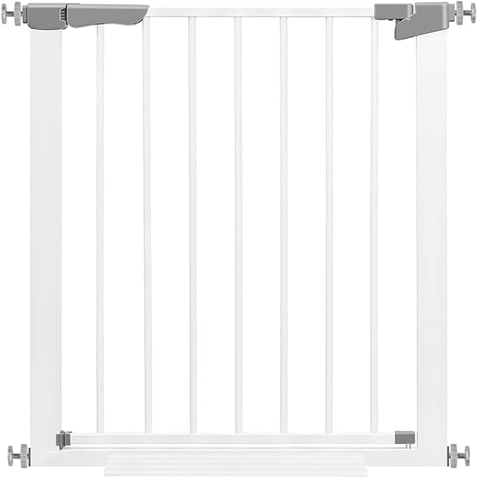 Adjustable Baby Gates for Doorways, No Drill Baby Gate, Auto Close Safty Gates, Extra Tall and Wide Child Gate, Tall White Pet Gate, Metal Baby Gate Dog Gate, Pressure Mount