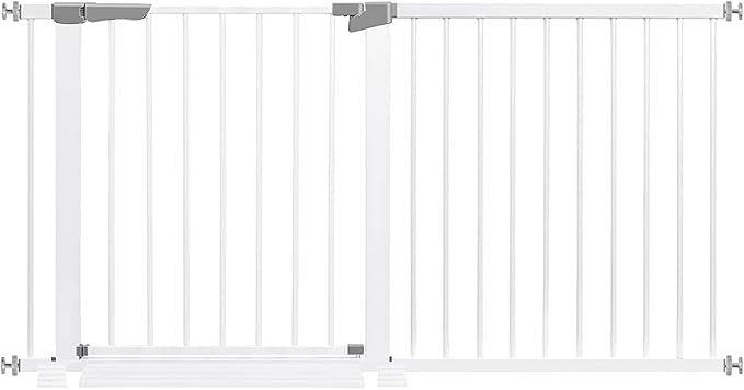 White Baby Gate for Hallways Doorways, Retractable Baby Gate for Stairs, Extra Tall Child Safety Gate Extends Up to Extra Wide, Dog Gates for The House Indoor/Outdoor, Easy Fit, Pressure Mounted.