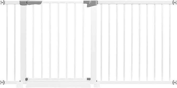 Dog Gate for The House Indoor, White Baby Gate for Hallways Doorways, Extra Tall Child Safety Gate Extends Up to Extra Wide, Retractable Baby Gates for Stairs, Easy Fit Pet Gate, Pressure Mount.