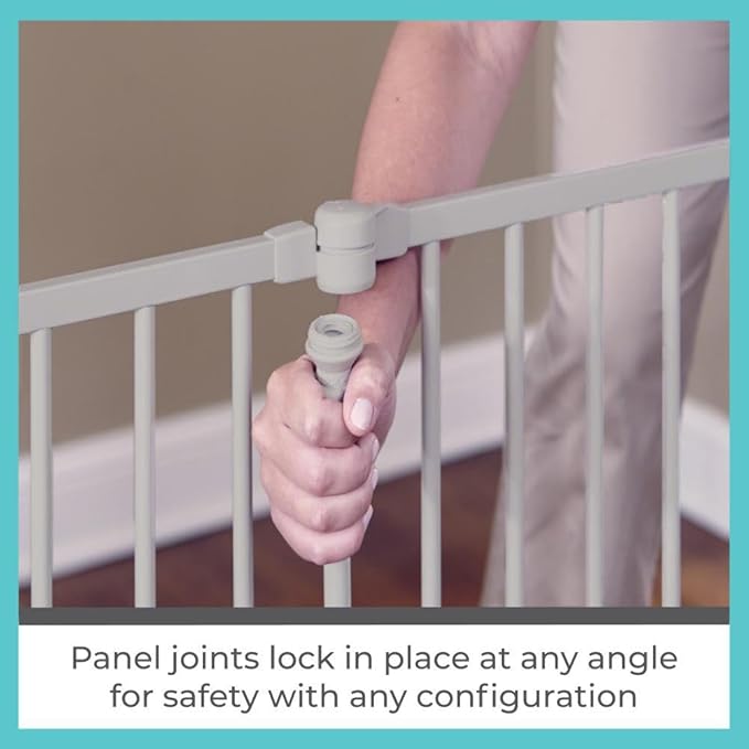 Toddleroo by North States 3 in 1 Metal Superyard 8 Panel Play Yard, Baby Gate, Playpen or Extra Wide Baby Fence, 199" Wide. Wall Mount Kit Included. 19 sq ft play yard (30" tall, Taupe)