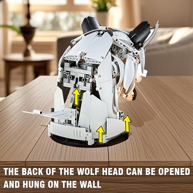 DAHONPA Wolf Head Creative Decoration Series Animal Building Blocks Set(992 PCS) Gift for Adults and Kids, Room Desk Decor or Wall Hanging