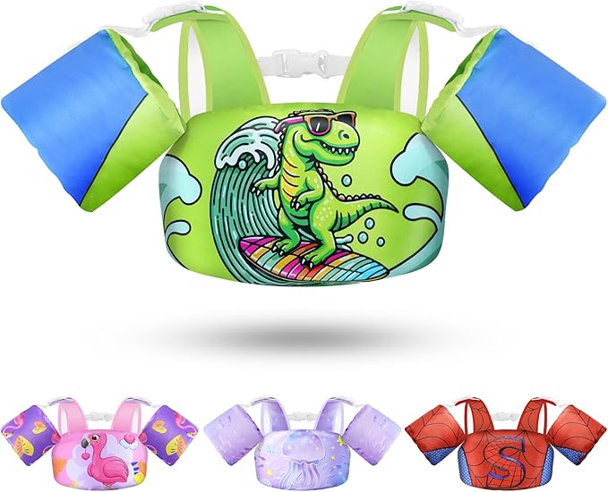 Vvinca Separable Toddler Swim Vest Fit 22-66 Lbs(1-6 Years)|2025 Newest 3 in 1 Pool Float & Arm Bands Boys and Girls, Adjustable Sturdy Safety for Infant 1 2 3 4 5 6 Year