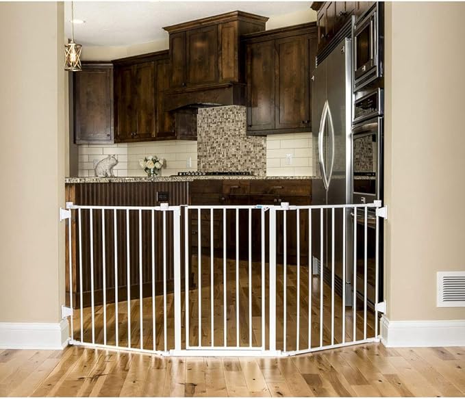 Regalo 76 Inch Super Wide Configurable Baby Gate, 3-Panel, Includes Wall Mounts and Hardware