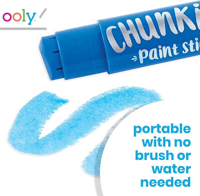 Ooly Chunkies 6 Neon Paint Sticks For Kids, Tempera Paint Sticks Neon Colors Set, No Mess Quick Drying Art Supplies for Toddlers and Kids