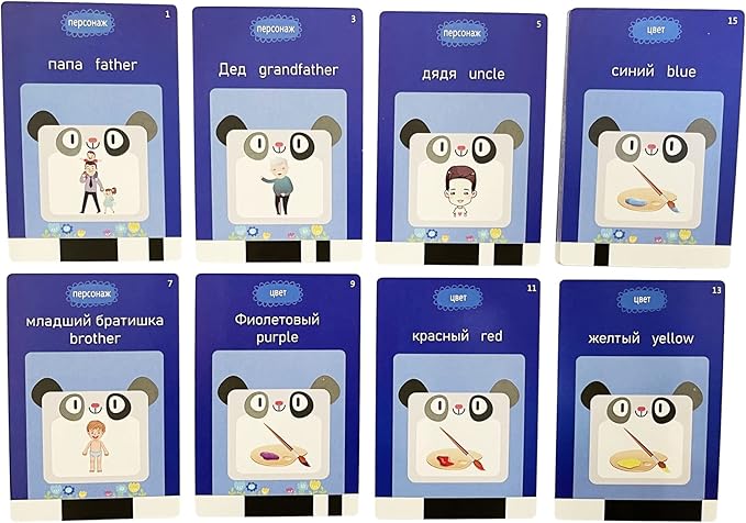 Russian English Taking Flash Cards 112 PCS, Teach & Learn Basic Russian Alphabet Words for Children, Bilingual Early Learning & Easy Teaching Russian Books for Kids