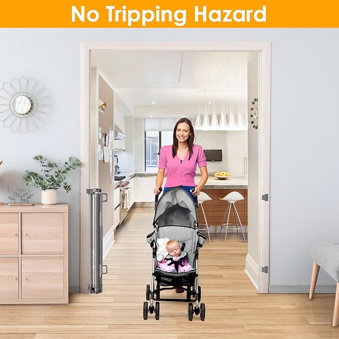 Retractable Baby Gate for Doorway 60” Wide Retractable Pet Gate for Stair Pet Gates for Doorways Puppy Gates for The House Mesh Pet Gate Baby Safety Gate Dog Gate Indoor Gate Stair Gates for Kids