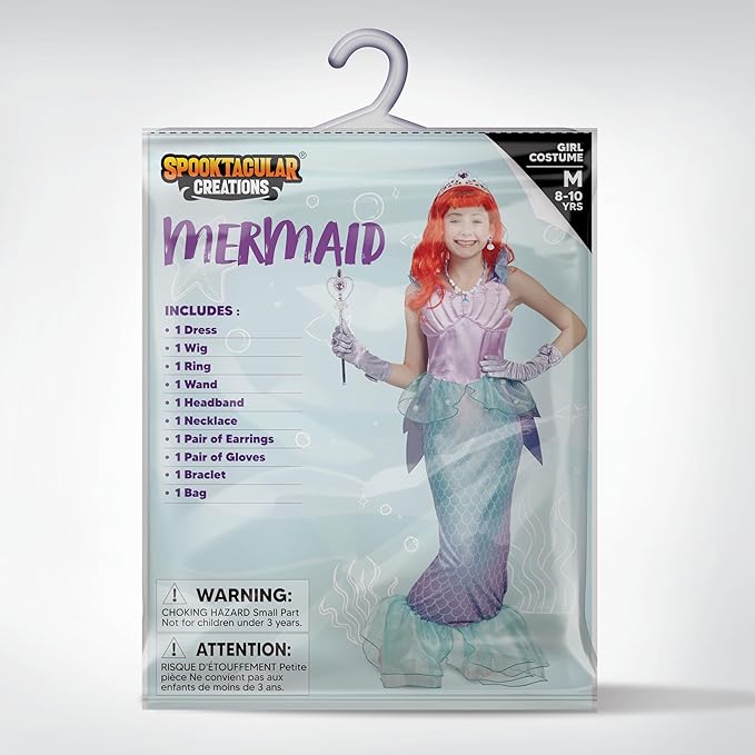 Spooktacular Creations Halloween Mermaid Costume for Girls, Little Mermaid Dress, Princess Dress Up for Girls 4-6 for DressUp