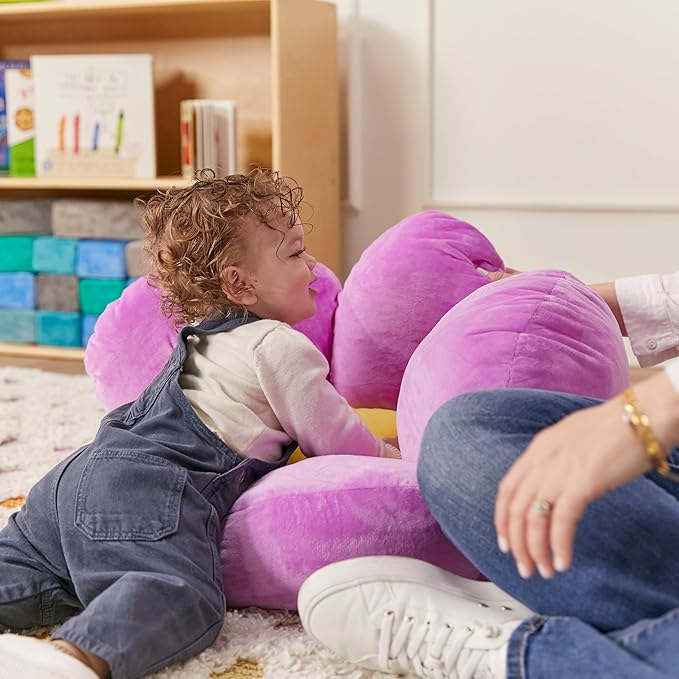 ECR4Kids SoftZone Flower Cozy Cushion Floor Pillow, Bright Purple