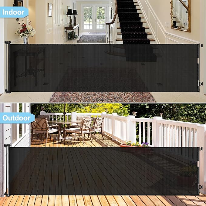 Mom's Choice Awards Winner - 120 Inch Extra Wide Baby Gate for Large Opening Retractable Baby Gates for Doorway Extra Long Dog Gate for the House Outdoor Large Pet Gates for Dog Indoor Mesh Child Gate