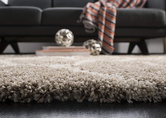 SAFAVIEH Hudson Shag Collection Accent Rug - 2' x 3', Beige & Ivory, Trellis Design, Non-Shedding & Easy Care, 2-inch Thick Ideal for High Traffic Areas in Entryway, Living Room, Bedroom (SGH280S)