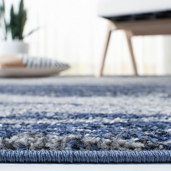 SAFAVIEH Adirondack Collection Runner Rug - 2'6" x 14', Grey & Blue, Modern Abstract Design, Non-Shedding & Easy Care, Ideal for High Traffic Areas in Living Room, Bedroom (ADR112H)