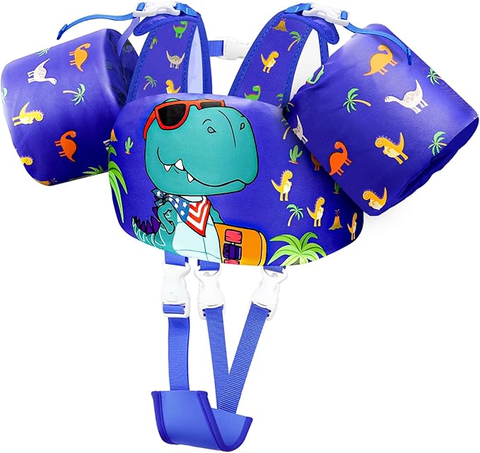 Vvinca Separable Toddler Swim Vest Fit 22-66 Lbs(1-6 Years)|2025 Newest 3 in 1 Pool Float & Arm Bands Boys and Girls, Adjustable Sturdy Safety for Infant 1 2 3 4 5 6 Year