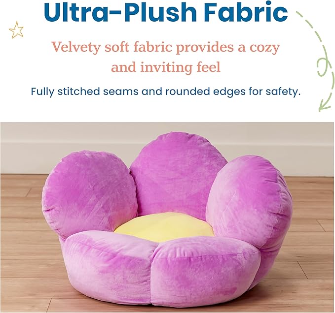 ECR4Kids SoftZone Flower Cozy Cushion Floor Pillow, Bright Purple