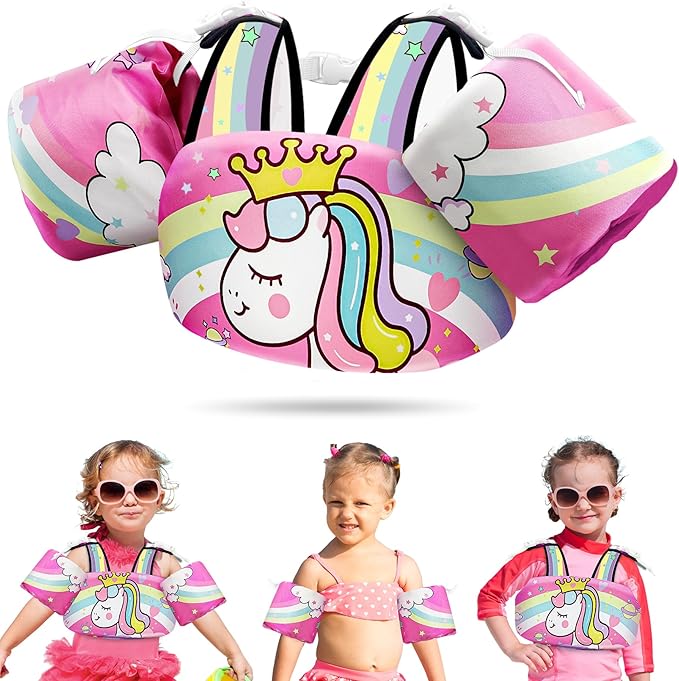 Vvinca Separable Toddler Swim Vest Fit 22-66 Lbs(1-6 Years)|2025 Newest 3 in 1 Pool Float & Arm Bands Boys and Girls, Adjustable Sturdy Safety for Infant 1 2 3 4 5 6 Year