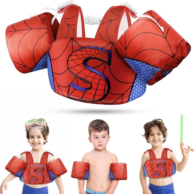 Vvinca Separable Toddler Swim Vest Fit 22-66 Lbs(1-6 Years)|2025 Newest 3 in 1 Pool Float & Arm Bands Boys and Girls, Adjustable Sturdy Safety for Infant 1 2 3 4 5 6 Year