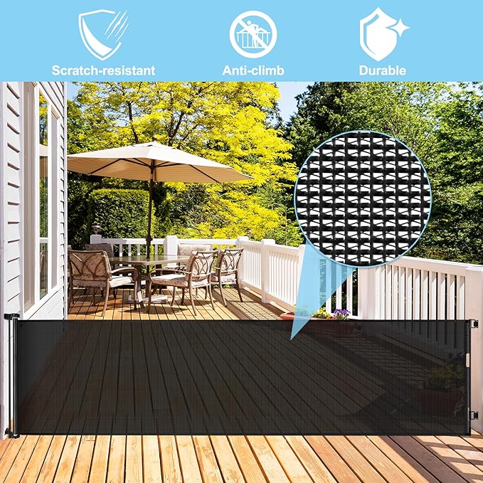 Mom's Choice Awards Winner - 120 Inch Extra Wide Baby Gate for Large Opening Retractable Baby Gates for Doorway Extra Long Dog Gate for the House Outdoor Large Pet Gates for Dog Indoor Mesh Child Gate
