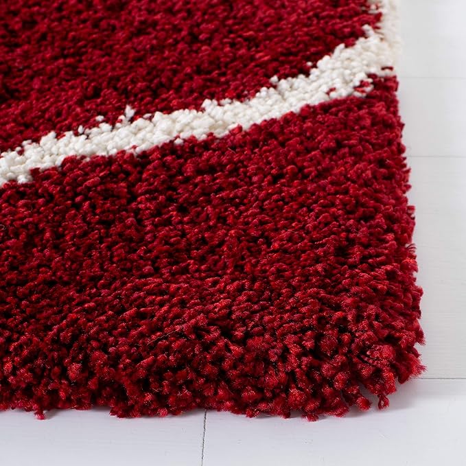 SAFAVIEH Hudson Shag Collection Accent Rug - 2'3" x 3'9", Red & Ivory, Trellis Design, Non-Shedding & Easy Care, 2-inch Thick Ideal for High Traffic Areas in Entryway, Living Room, Bedroom (SGH280R)