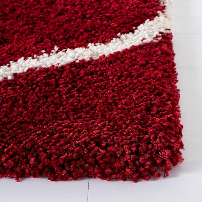 SAFAVIEH Hudson Shag Collection Accent Rug - 3' x 5', Red & Ivory, Trellis Design, Non-Shedding & Easy Care, 2-inch Thick Ideal for High Traffic Areas in Entryway, Living Room, Bedroom (SGH280R)