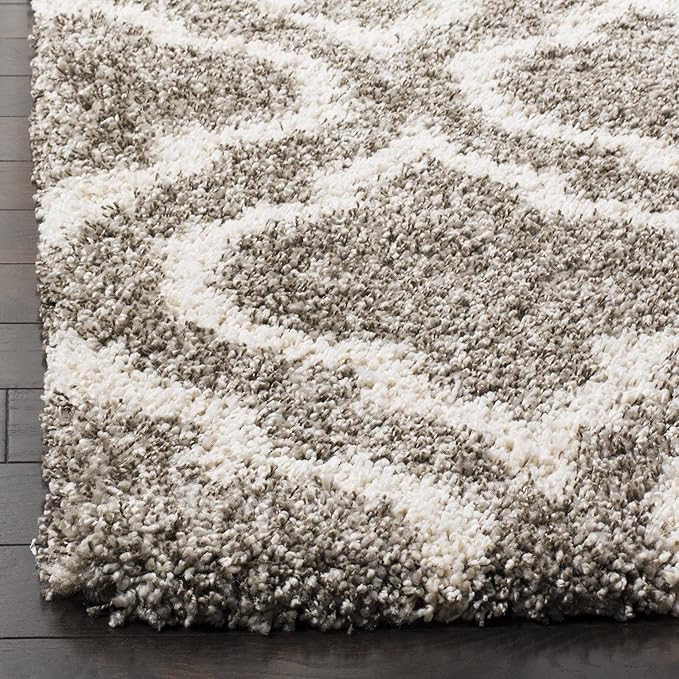 SAFAVIEH Hudson Shag Collection Runner Rug - 2'3" x 10', Grey & Ivory, Moroccan Design, Non-Shedding & Easy Care, 2-inch Thick Ideal for High Traffic Areas in Living Room, Bedroom (SGH284B)
