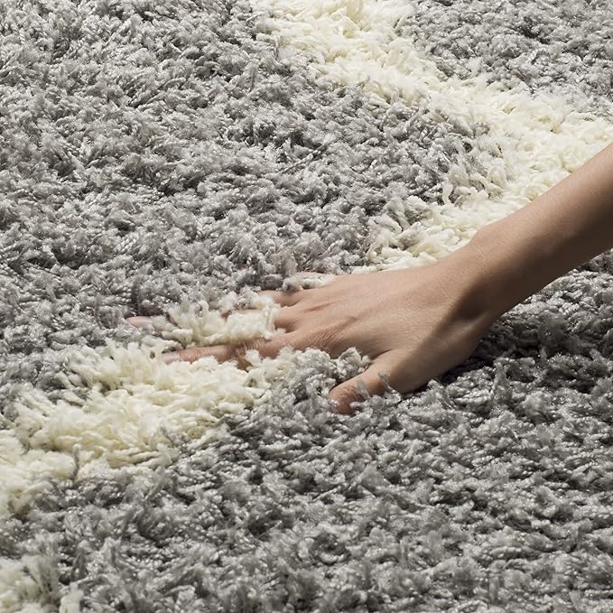 SAFAVIEH Dallas Shag Collection 2'3" x 8' Grey/Ivory SGDS257G Trellis Non-Shedding Living Room Bedroom Dining Room Entryway Plush 1.5-inch Thick Runner Rug