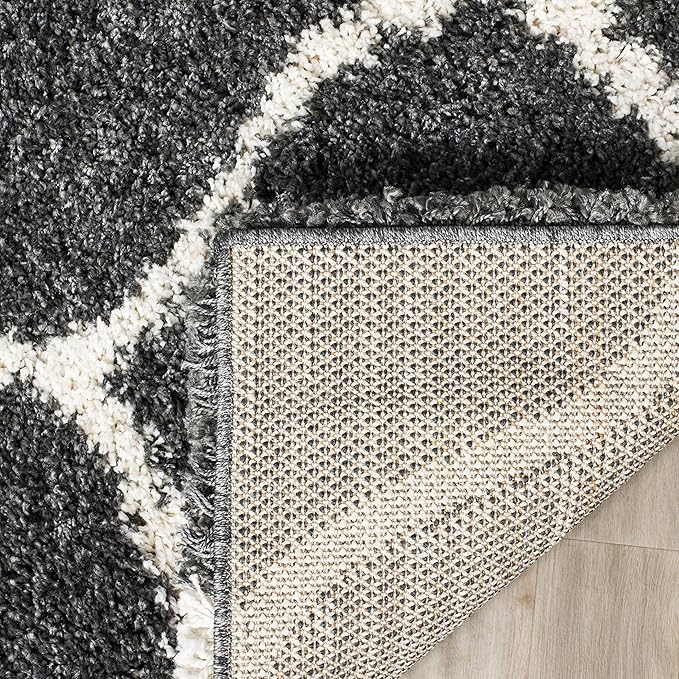 SAFAVIEH Hudson Shag Collection Runner Rug - 2'3" x 10', Dark Grey & Ivory, Trellis Design, Non-Shedding & Easy Care, 2-inch Thick Ideal for High Traffic Areas in Living Room, Bedroom (SGH280G)