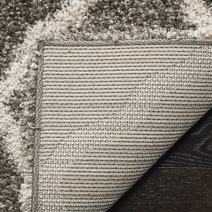 SAFAVIEH Hudson Shag Collection Runner Rug - 2'3" x 6', Grey & Ivory, Moroccan Trellis Design, Non-Shedding & Easy Care, 2-inch Thick Ideal for High Traffic Areas in Living Room, Bedroom (SGH283B)