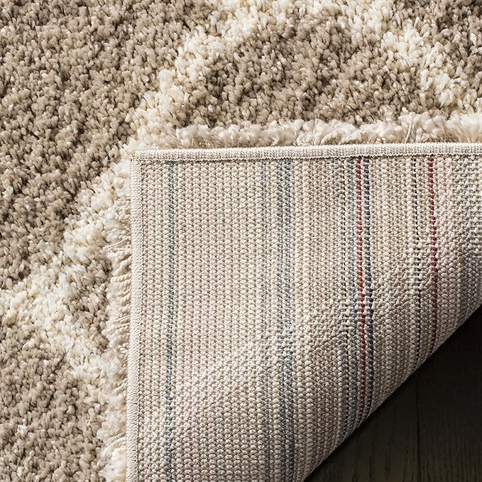 SAFAVIEH Hudson Shag Collection Accent Rug - 2' x 3', Beige & Ivory, Trellis Design, Non-Shedding & Easy Care, 2-inch Thick Ideal for High Traffic Areas in Entryway, Living Room, Bedroom (SGH280S)