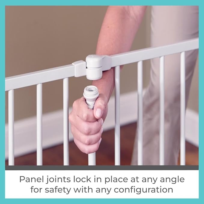 Toddleroo by North States 3 in 1 Metal Superyard 6 Panel Play Yard, Baby Gate, Playpen or Extra Wide Baby Fence, 151" Wide. Wall Mount Kit Included. 10 sq ft play yard (30" tall, Taupe)