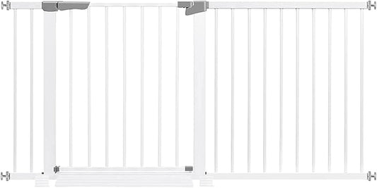 Dog Gate for The House Indoor, White Baby Gate for Hallways Doorways, Extra Tall Child Safety Gate Extends Up to Extra Wide, Retractable Baby Gates for Stairs, Easy Fit Pet Gate, Pressure Mount.