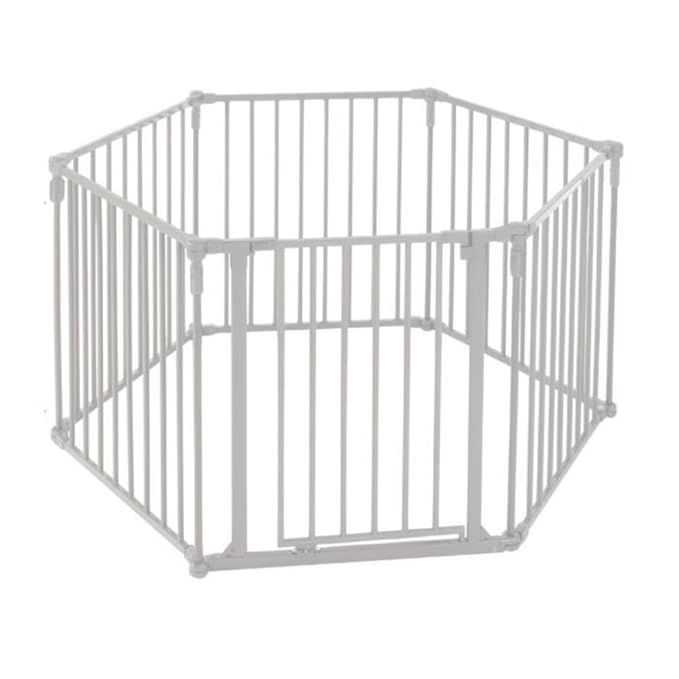 Toddleroo by North States 3 in 1 Metal Superyard 6 Panel Play Yard, Baby Gate, Playpen or Extra Wide Baby Fence, 151" Wide. Wall Mount Kit Included. 10 sq ft play yard (30" tall, Taupe)