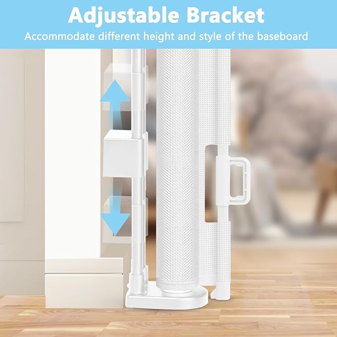 Reinforced 120 Inch Extra Wide Retractable Baby Gates For Doorways Extra Long Baby Gates for Large Openings Outdoor 10 Ft Retractable Child Gates for Doorways Indoor Retractable Dog Gate for The House