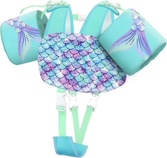Vvinca Separable Toddler Swim Vest Fit 22-66 Lbs（1-6 Years）|2025 Newest 3 in 1 Pool Float & Arm Bands Boys and Girls, Adjustable Sturdy Safety for Infant 1 2 3 4 5 6 Year