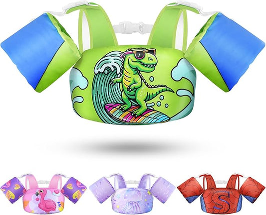 Vvinca Separable Toddler Swim Vest Fit 22-66 Lbs（1-6 Years）|2025 Newest 3 in 1 Pool Float & Arm Bands Boys and Girls, Adjustable Sturdy Safety for Infant 1 2 3 4 5 6 Year