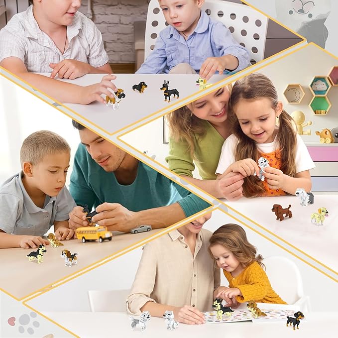 BOROLA Pet Dog Building Blocks Set Educational Toy Realistic Fun Animal Assembly Kit Toys Games(Poodle Blocks)