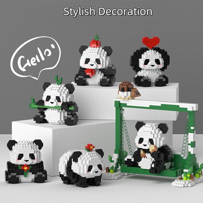 QMEAKMONY Mini Building Blocks Panda Sets Cute Micro Mini Panda Building Bricks for Adults Micro Nano Bricks Perfect Party Favors for Teenagers. (389 PCS)