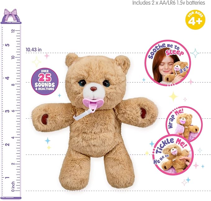 Little Live Pets Cozy Dozy Cubbles The Bear - Over 25 Sounds and Reactions | Bedtime Buddies, Blanket and Pacifier Included | Stuffed Animal, Best Nap Time, Interactive Teddy Bear, 14.9