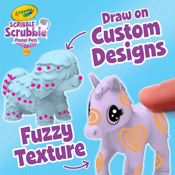Crayola Scribble Scrubbie Pastel Pets (3ct), Grooming Pet Toy for Kids, Washable Animal Figurine, Arts & Crafts, Gift for Girls & Boys, 3+