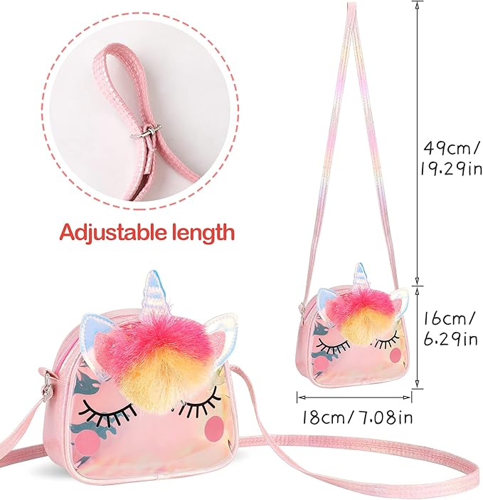 Unicorn Purse with Jewelry Set Little Girls, Unicorn Necklace Rings Bracelet Earrings Handbag Accessories, Princess Dress Up Jewelry Set Party Favors Gift