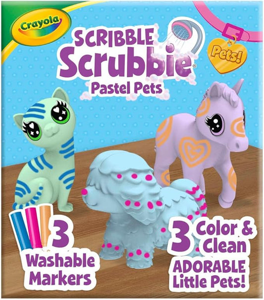 Crayola Scribble Scrubbie Pastel Pets (3ct), Grooming Pet Toy for Kids, Washable Animal Figurine, Arts & Crafts, Gift for Girls & Boys, 3+