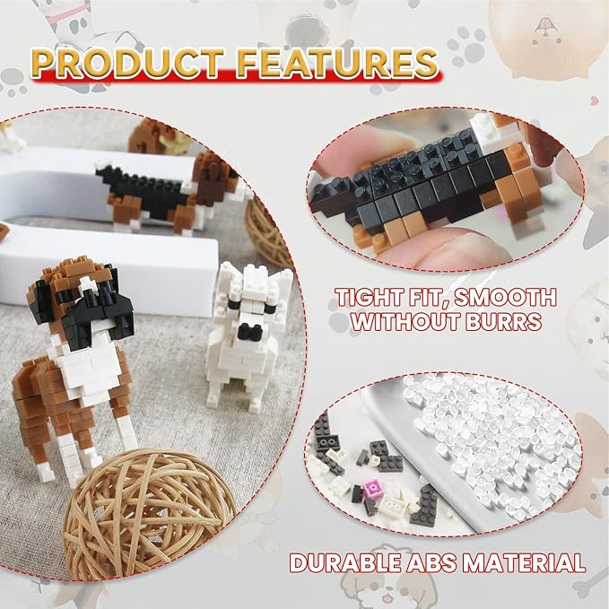BOROLA Pet Dog Building Blocks Set Educational Toy Realistic Fun Animal Assembly Kit Toys Games(Poodle Blocks)