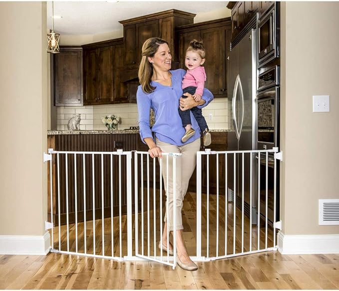 Regalo 76 Inch Super Wide Configurable Baby Gate, 3-Panel, Includes Wall Mounts and Hardware