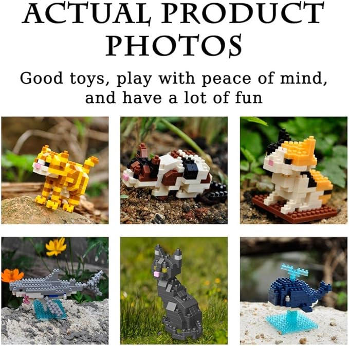 12 Packs Mini Animals Building Blocks Sets Dog Cat Building Toys Party Favors for Kids Educational Brick Kits,Goodie Bags,Classroom Prizes, Birthday Valentines Easter Gifts for Kids Boys