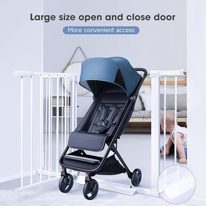 Dog Gate for The House Indoor, White Baby Gate for Hallways Doorways, Extra Tall Child Safety Gate Extends Up to Extra Wide, Retractable Baby Gates for Stairs, Easy Fit Pet Gate, Pressure Mount.