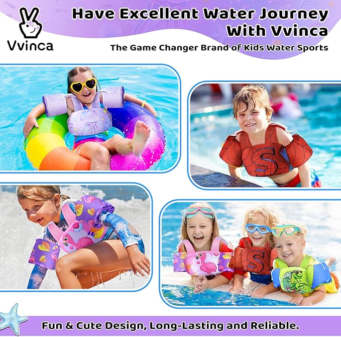 Vvinca Separable Toddler Swim Vest Fit 22-66 Lbs（1-6 Years）|2025 Newest 3 in 1 Pool Float & Arm Bands Boys and Girls, Adjustable Sturdy Safety for Infant 1 2 3 4 5 6 Year