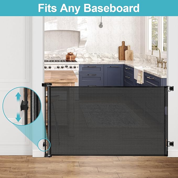 Retractable Dog Gate for Doorways 33” Tall X 55” Wide Retractable Baby Gates Outdoor Retractable Gate Retractable Mesh Gate Retractable Pet Gate Child Safety Gate Pet Gate for Stairs Outdoor Dog Gate