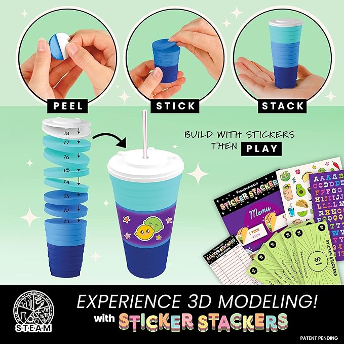 Fashion Angels Tacos and Burritos Sticker Stackers, Foam Sticker Stacking Set with 3D Modeling, Includes Play & Pretend Food Stackable Stickers, Craft Activity Kit for Kids