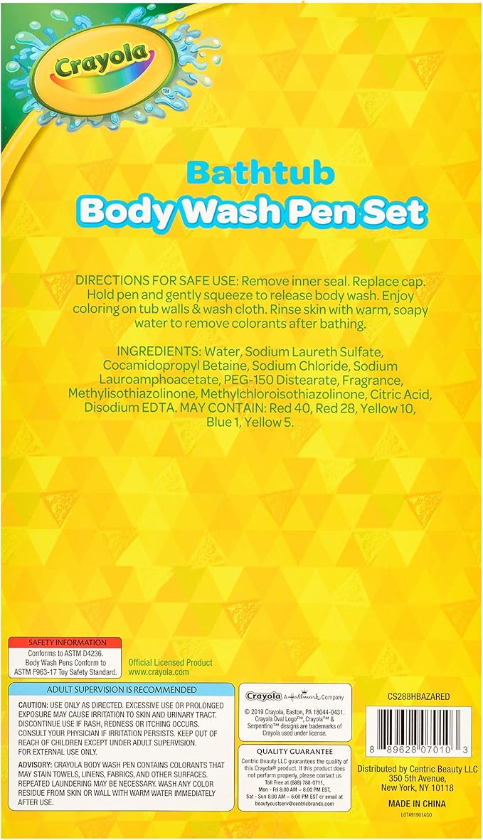 Crayola Bathtub Body Wash Pen and Sponge Fun Bath Set