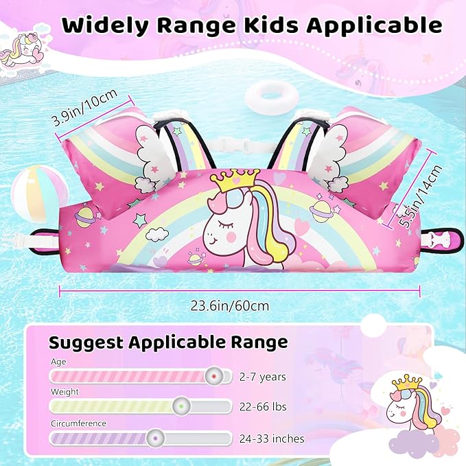 Vvinca Separable Toddler Swim Vest Fit 22-66 Lbs（1-6 Years）|2025 Newest 3 in 1 Pool Float & Arm Bands Boys and Girls, Adjustable Sturdy Safety for Infant 1 2 3 4 5 6 Year