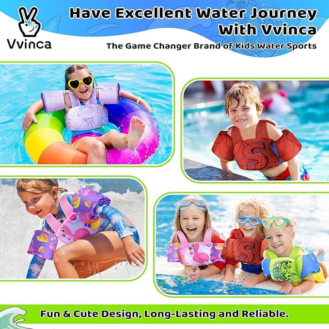 Vvinca Separable Toddler Swim Vest Fit 22-66 Lbs（1-6 Years）|2025 Newest 3 in 1 Pool Float & Arm Bands Boys and Girls, Adjustable Sturdy Safety for Infant 1 2 3 4 5 6 Year