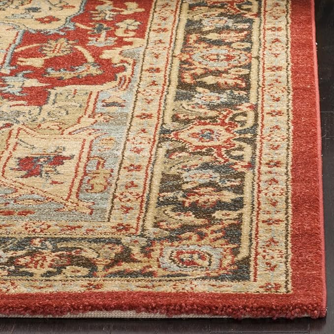 SAFAVIEH Mahal Collection Runner Rug - 2'2" x 14', Natural & Navy, Traditional Oriental Design, Non-Shedding & Easy Care, Ideal for High Traffic Areas in Living Room, Bedroom (MAH625B)